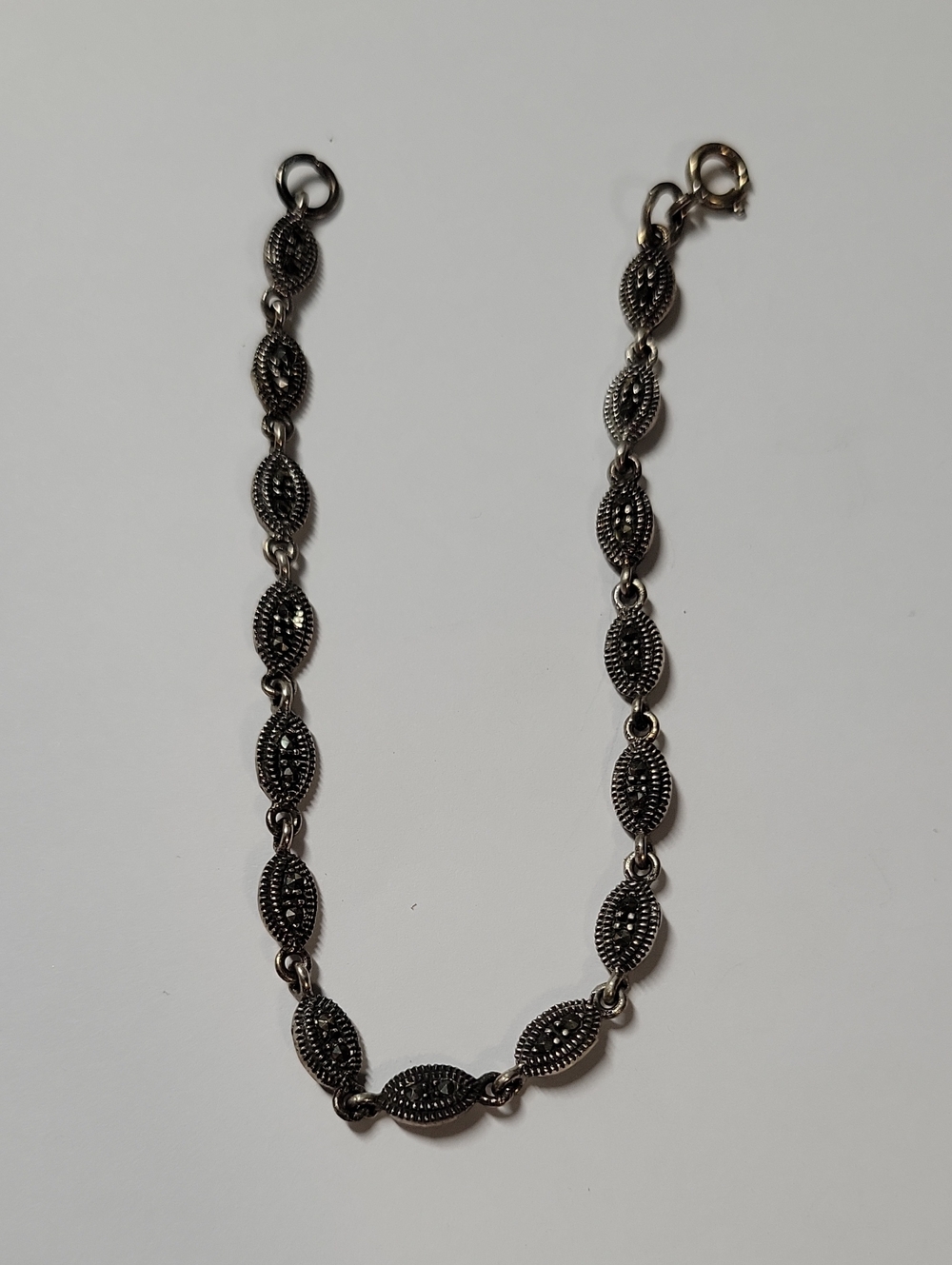 Silver 925 Marcasite Link Bracelet - Women Jewelry